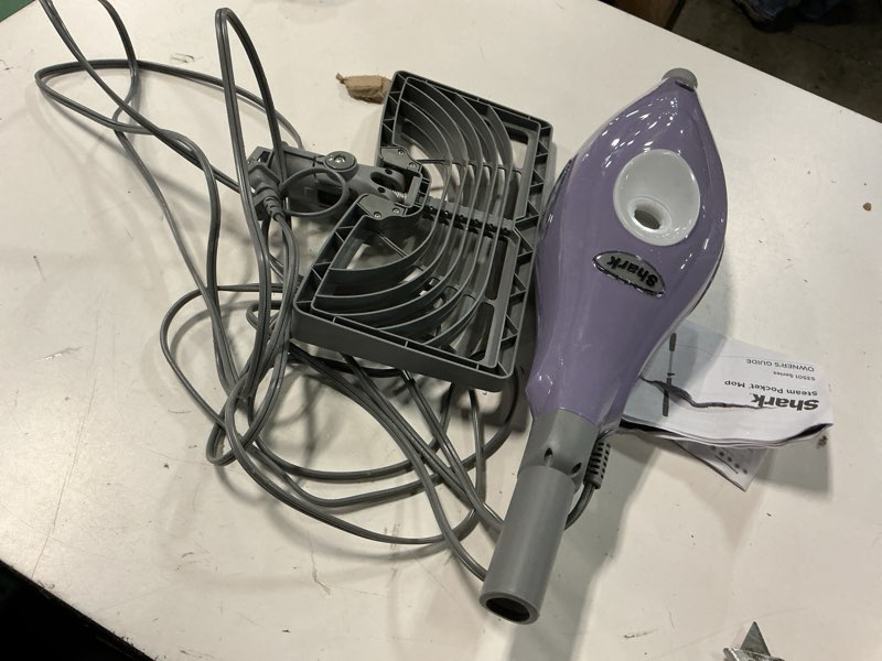 Condition photo showing As Is for shark steamspot steam mop with steam blaster technology, 3 steam modes, 2 washable pads, xl removable water tank, lightweight, steam cleaner for sealed hard floors, hardwood, tile, laminate, s2001 steam blast (new 2025)