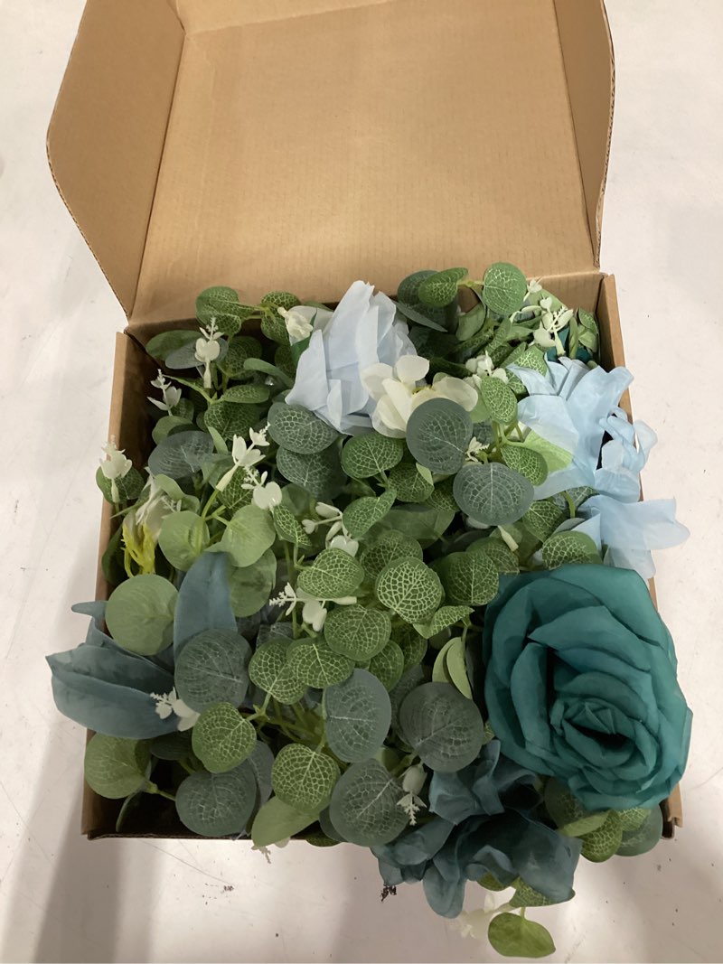 Condition photo showing Good Condition for waipfaru 2pcs flower garland decorations, wedding table floral rose garland for table centerpieces backdrop wall, eucalyptus greenery vines for party room decor (dusty blue) dusty blue-6.07ft 2 pack