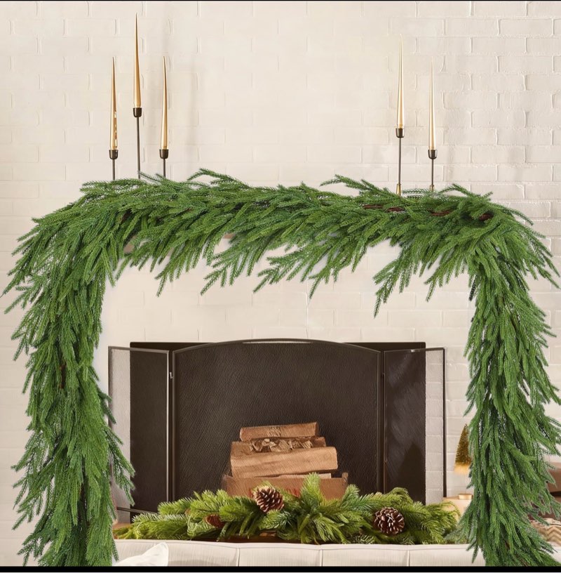dearhouse norfolk pine christmas garland, 6ft artificial greenery christmas decoration for holiday season, mantel fireplace table runner centerpiece
