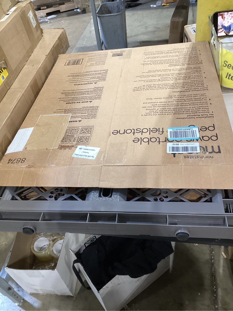 Condition photo showing Good Condition for mypet north states paws portable pet gate: 26-40" wide. pressure mount. no tools needed. made in usa, 23" tall, expandable, durable dog gates for doorways, fieldstone gray