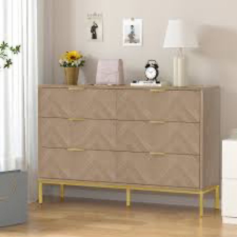 Pricillia 6 - Drawer Dresser Mid Century Natural 6 Drawer Double Dresser