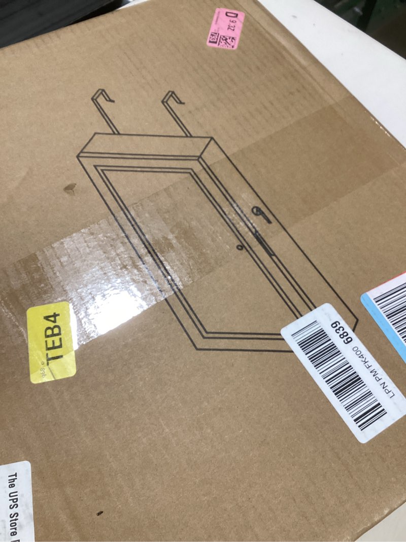 Condition photo showing New/Like New for LAVIEVERT Jewelry Armoire with LED Lighted Mirror, Wall/Door Mounted Frameless Mirror with 3 Color Lights, Lockable Jewelry Cabinet Hanging Jewelry Organizer with 2 Drawers - Black