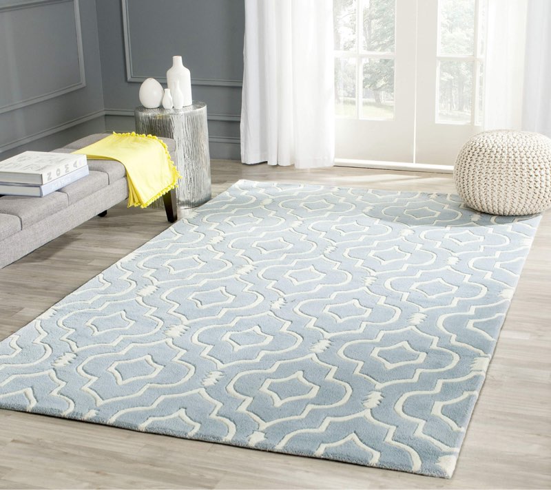 SAFAVIEH Chatham Collection 5' x 8' Blue/Ivory CHT736B Handmade Geometric Premium Wool Area Rug