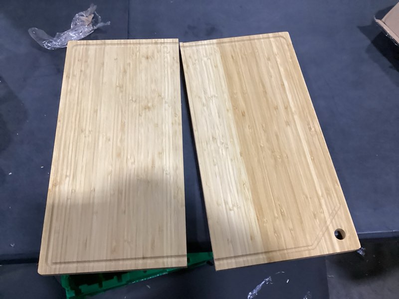 Condition photo showing As Is for zubebe large stove cutting board 20" x 20" burner cover square rv chopping board with hole grooved for oven apartment kitchen(bamboo)
