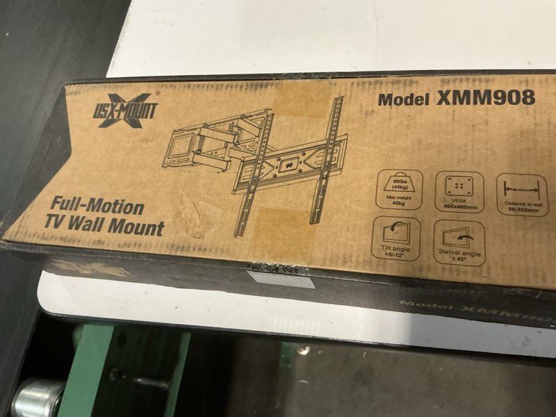 Condition photo showing New/Like New for usx mount full motion tv wall mount for most 32-70 inch tvs up to 99 lbs, wall mount bracket with dual articulating arms, swivel, tilt, max vesa 400x400mm, tv mount fits 12”/16” wood studs 32-70 inch, 99 lb