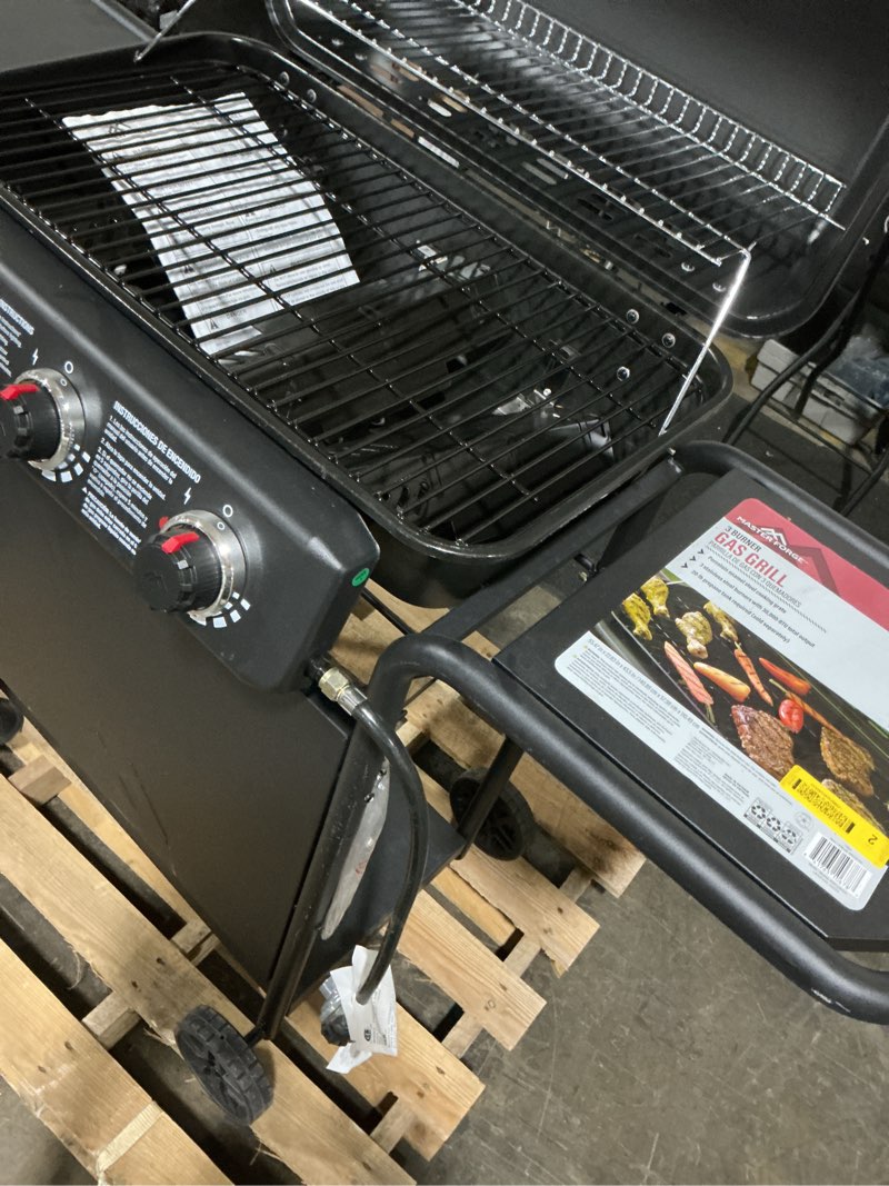 Condition photo showing As Is for master forge large 550-sq.in black 3 -burner liquid propane gas grill