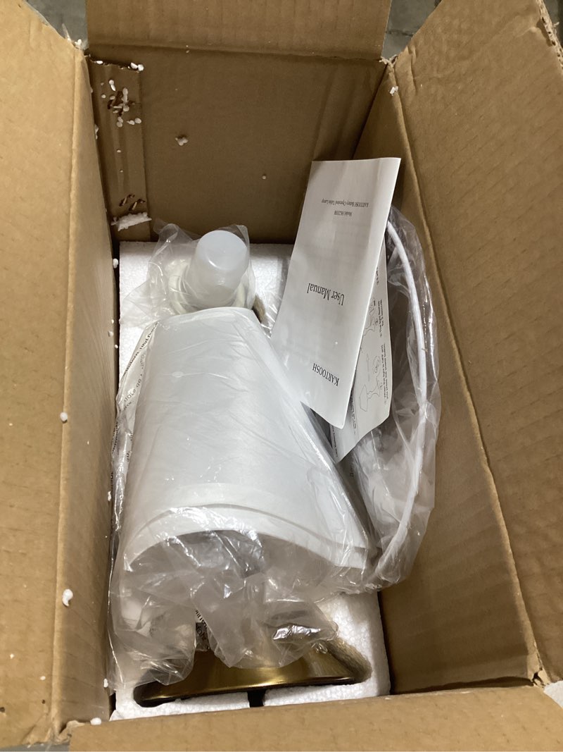 Condition photo showing Good Condition for rechargeable cordless table lamps, battery operated lamp with fabric shade for decor, 3 color stepless dimming led table light, nightstand lamp for nursery, bedroom, living room, home office (brass) brushed brass