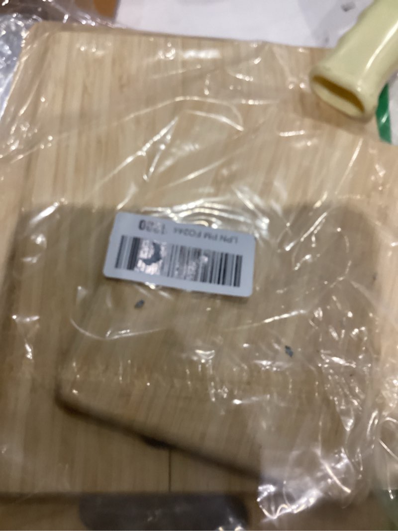 Condition photo showing As Is for freshware bamboo cutting board set of 3, wooden cutting boards for kitchen, knife friendly food grade chopping board, lightweight with hanging hole for easy storage