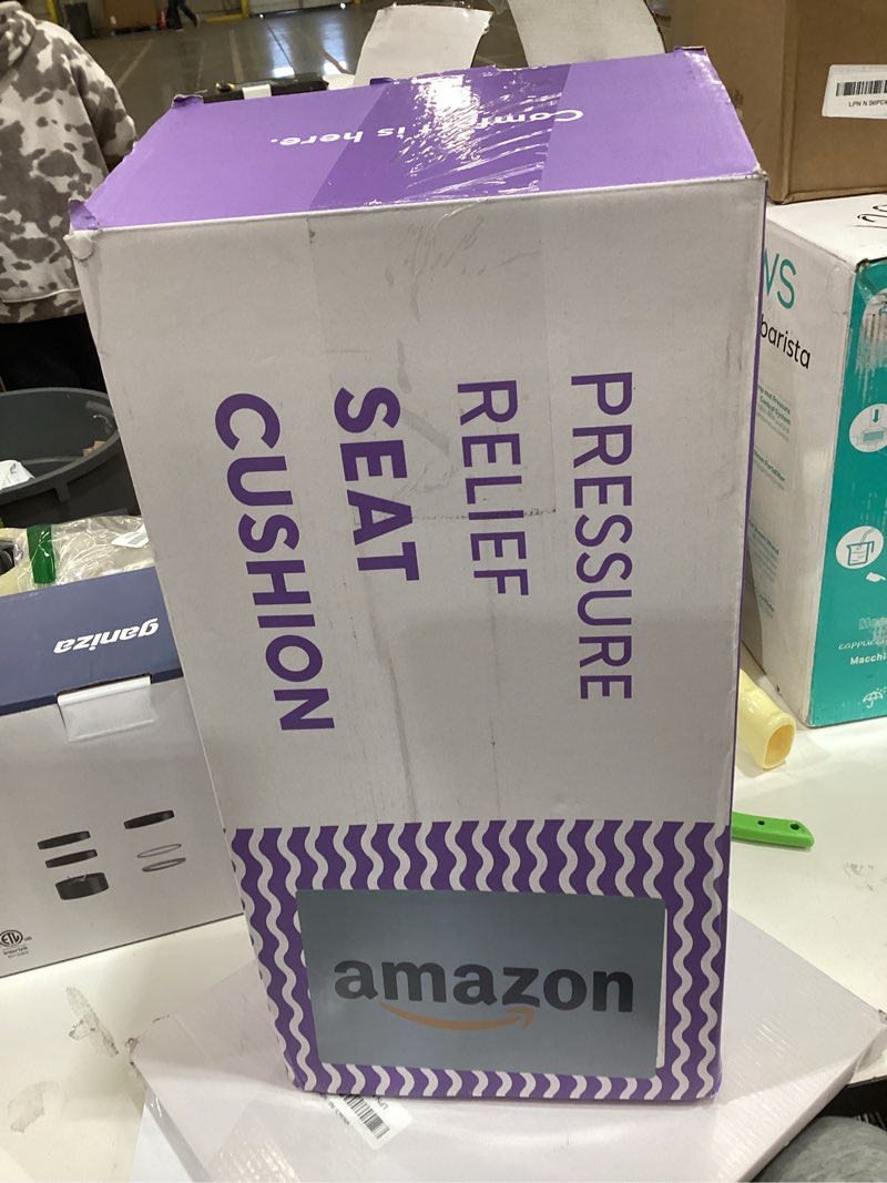 Condition photo showing As Is for C CUSHION LAB Patented Pressure Relief Seat Cushion for Long Sitting Hours on Office/Home Chair, Car, Wheelchair - Extra-Dense Memory Foam for Hip, Tailbone, Coccyx, Sciatica - Light Grey Gray