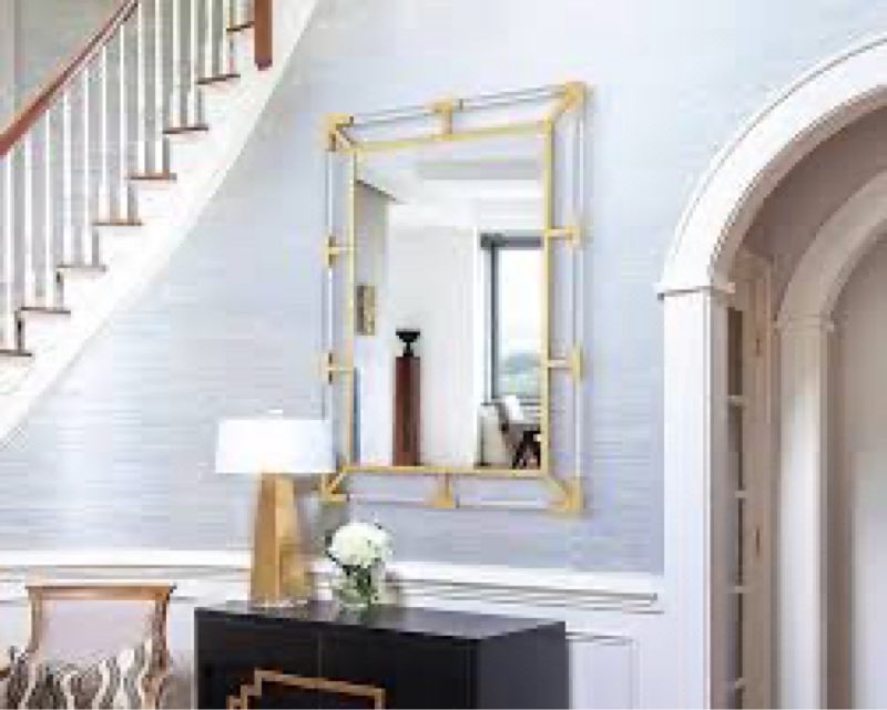 Chende Large Gold Wall Mirror for Decor, 26" x 38" Rectangular Decorative Mirror with Removable Clea