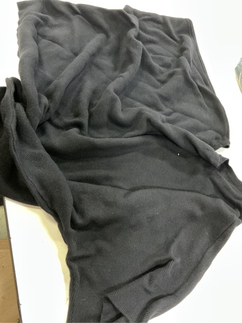 Condition photo showing Good Condition for lightweight cotton cashmere link-stitch dolman sweater, xl, black