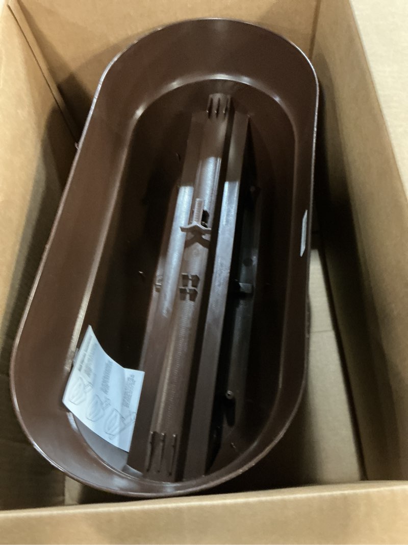 Condition photo showing Good Condition for emsco group bloomers railing planter with drainage holes – 24" weatherproof resin planter – brown, plastic brown 24.3 × 10.5 × 9.5 inches