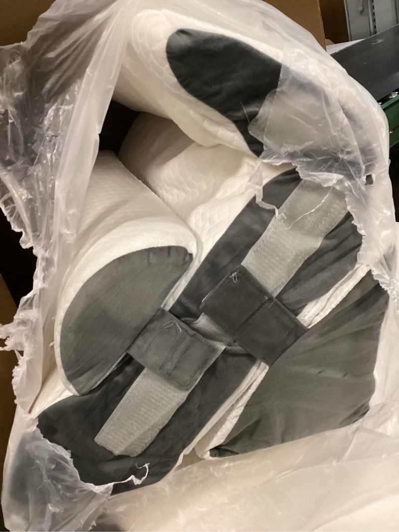 Condition photo showing As Is for 3PCS Bed Wedge Pillow for Headboard, Adjustable Wedge Pillow for Sleep Apnea, 23” Wide Triangle Pillow Wedge Set for After Surgery, Acid Reflux Relief, Snoring, Neck&Back Support, White/Grey 3pcs White/Grey