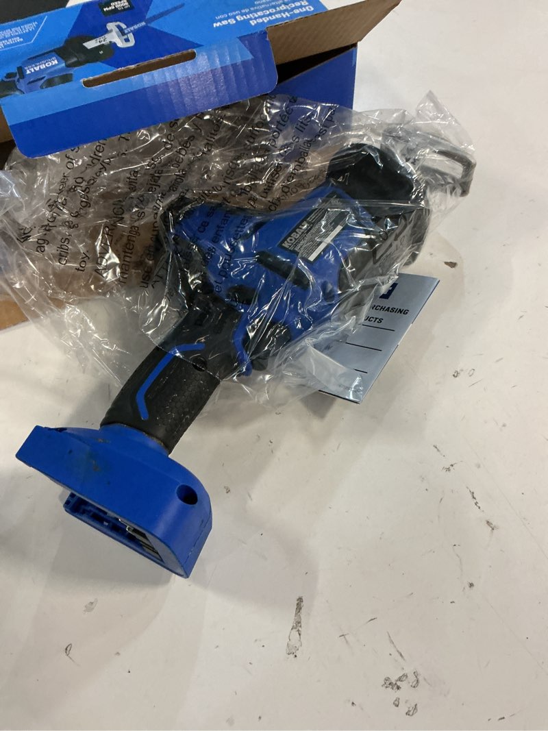 Condition photo showing As Is for kobalt 24-volt variable brushless cordless reciprocating saw (battery and charger not included)