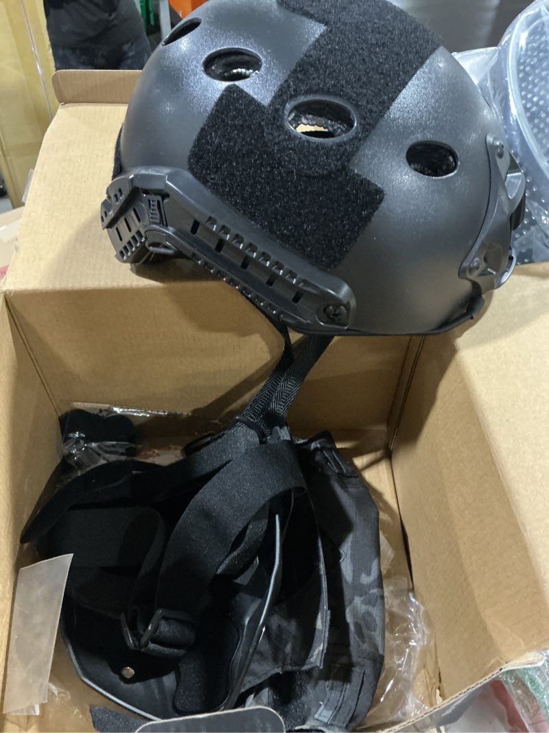 Condition photo showing Good Condition for adult airsoft helmet with helmet cover & face mask, pj type tactical fast helmet for paintball cs wargame cosplay outdoor activities bk-3