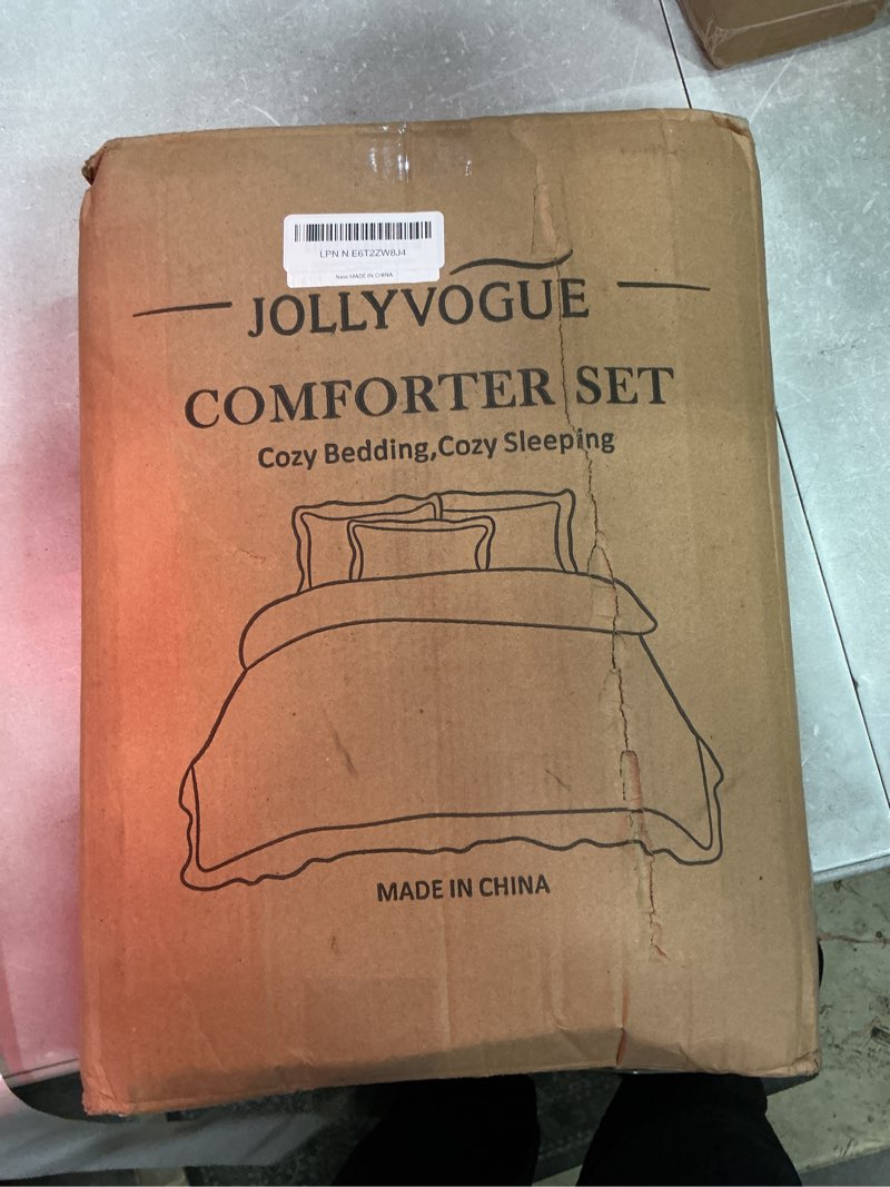 Condition photo showing New/Like New for jollyvogue queen comforter set, 3 pieces light yellow seersucker comforters queen size, lightweight & fluffy bedding sets for all season with 1 ruffle comforter and 2 ruffle pillowshams queen light yellow
