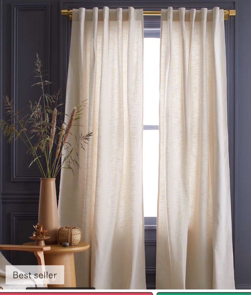 cotton slub curtain, 48x84, natural(1)panel