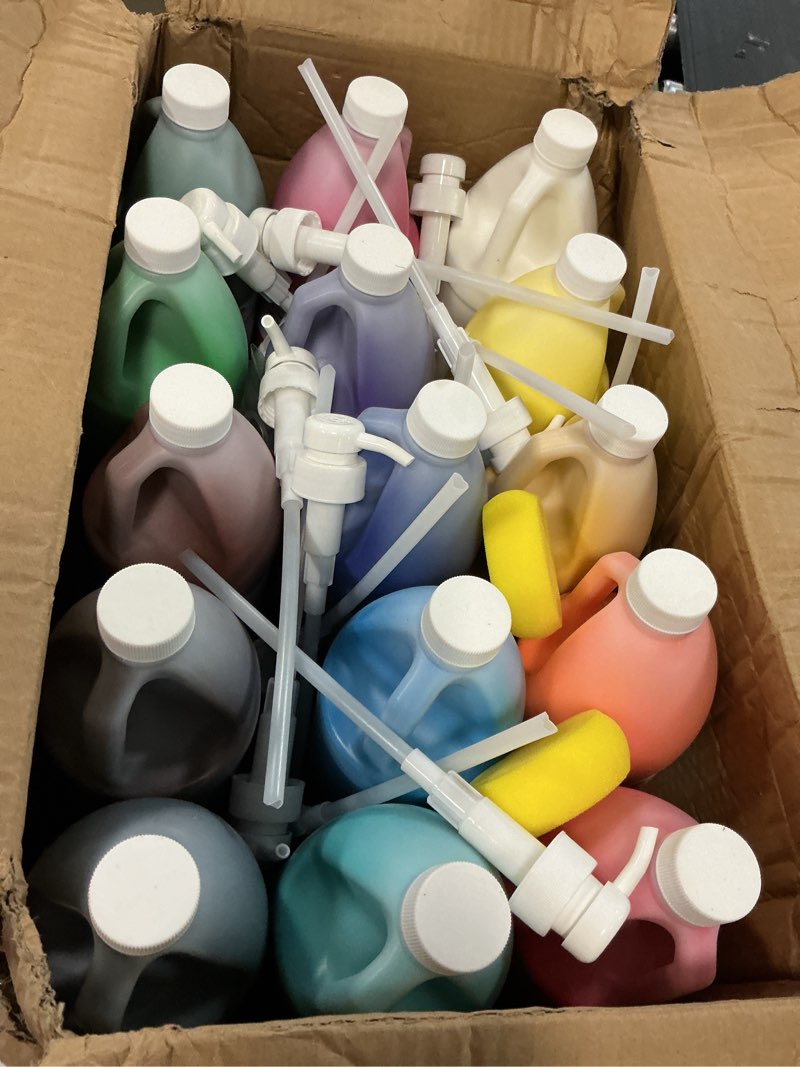 Condition photo showing Good Condition for smallbudi 15 colors large acrylic paint set (33.8 oz,1000 ml) art painting bulk supplies for multi surface canvas wood leather fabric rock craft, non toxic paint for kid & adult with pump, color wheel 15 colors 1000ml