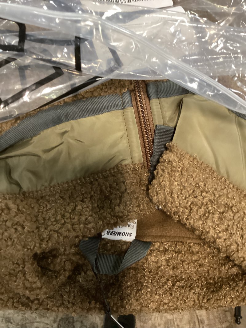 Condition photo showing New/Like New for snowverb mens fleece sherpa snow jackets warm insulated streetwear ski coat mountain full-zip fuzzy fleece snowboard jacket medium brown