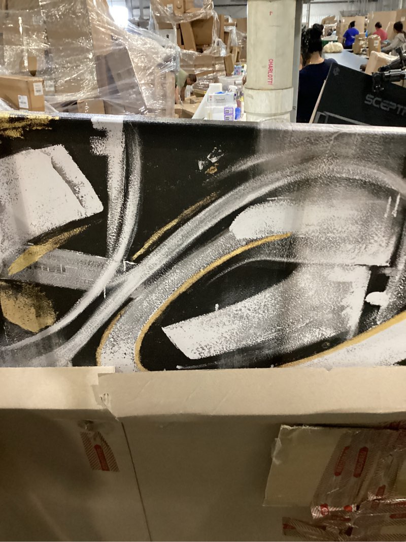 Condition photo showing Good Condition for jbd jietuan large abstract canvas wall art gold and black wall decor for living room modern canvas painting aesthetic artwork dining room kitchen office home decor 29x58 inches 58"l x 29"w white and black