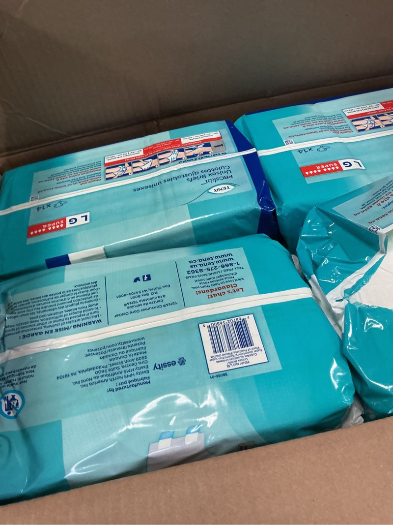 Condition photo showing Good Condition for tena proskin incontinence super briefs, adult diapers, super absorbency, bladder leaks control, large, 56 count large 56