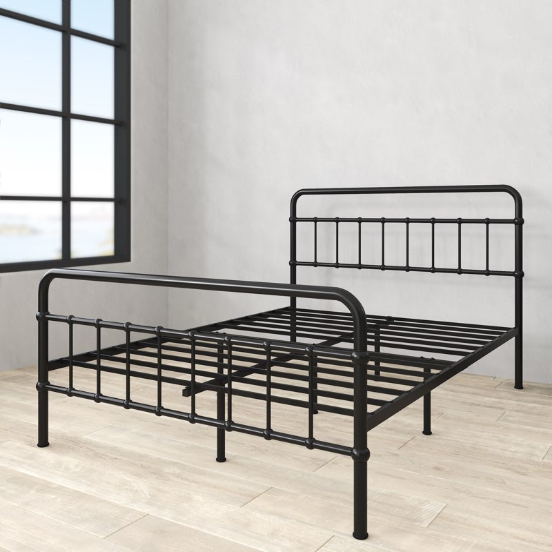 zinus florence 42" modern farmhouse metal platform bed