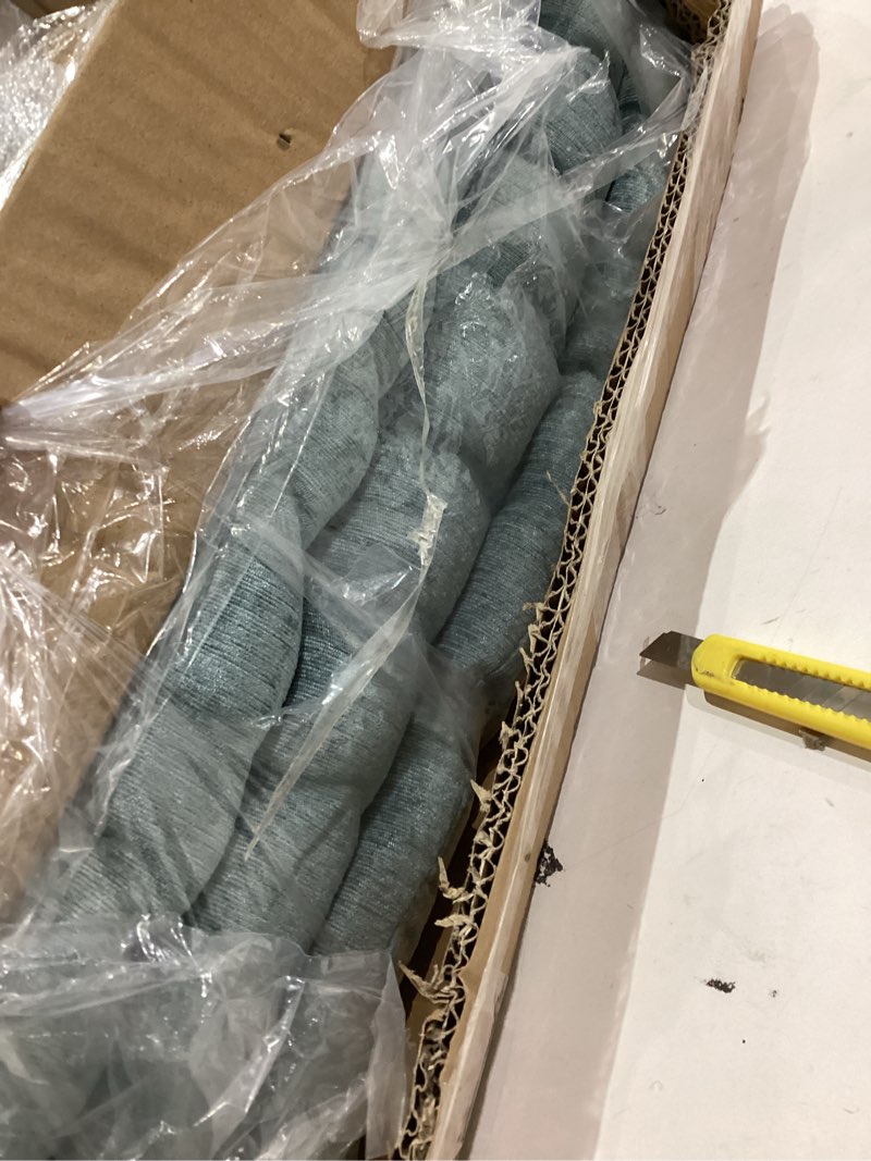 Condition photo showing New/Like New for Intelligent Design Azza Floor Pillow, Large Cushions Sitting for Adults, Floor Pillow for Meditation or Yoga, Lustrous Chenille Tufted with Scalloped Edges for Bench/Chair Cushion, 20"x20"x5" Aqua 20"W x 20"L x 5"H Square Aqua