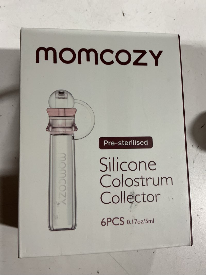 Condition photo showing New/Like New for momcozy colostrum collector reusable breast milk collector with storage case and cotton wipe, portable colostrum container bpa free, multi-use collector 5ml-6pcs 6 count (pack of 1)