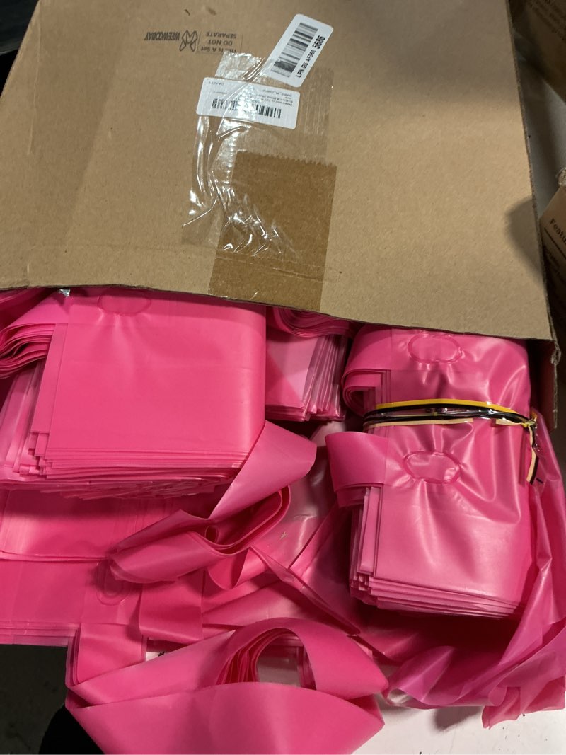 Condition photo showing Good Condition for weewooday 100 pcs frosted plastic gift bags with handles for small business clear shopping bags with cardboard bottom,4 sizes (rose red)