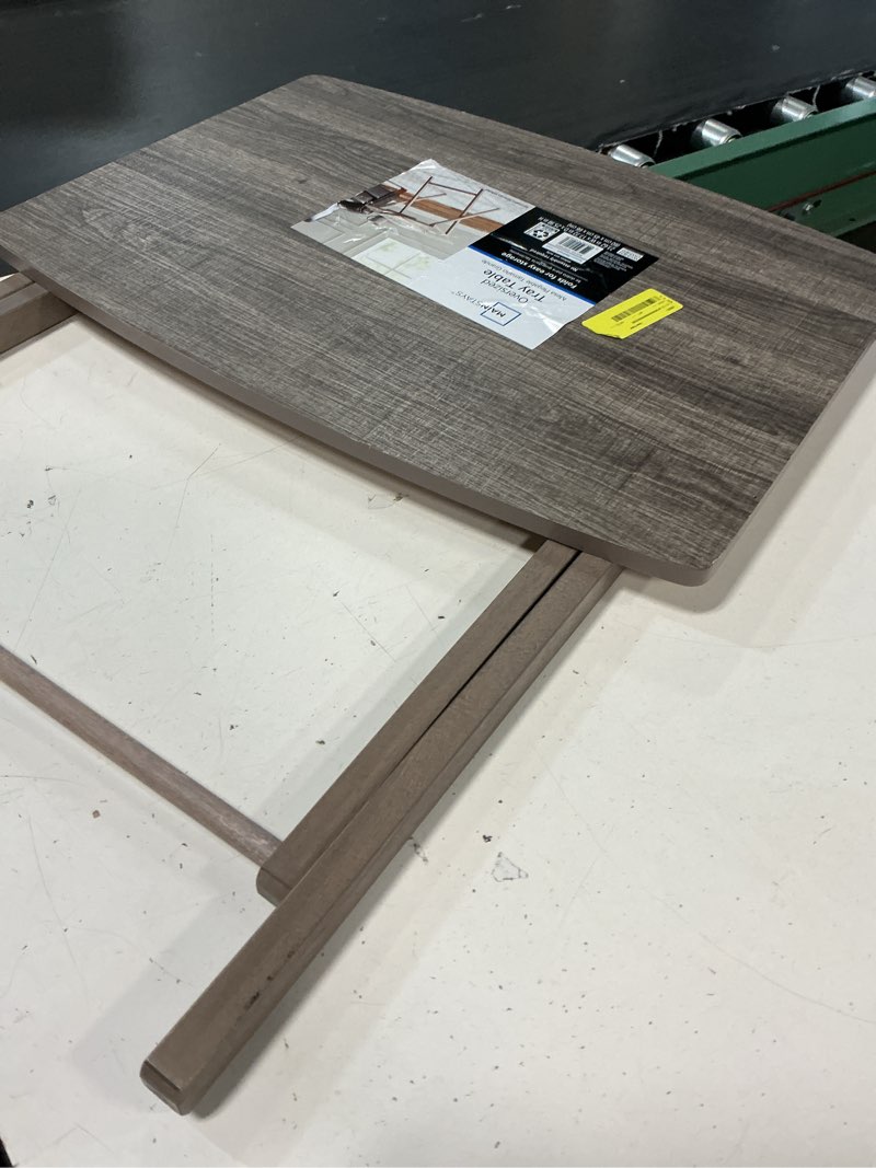 Condition photo showing Good Condition for mainstays indoor oversized single folding tray table, rustic gray, 26" x 23.6 x 17.7"