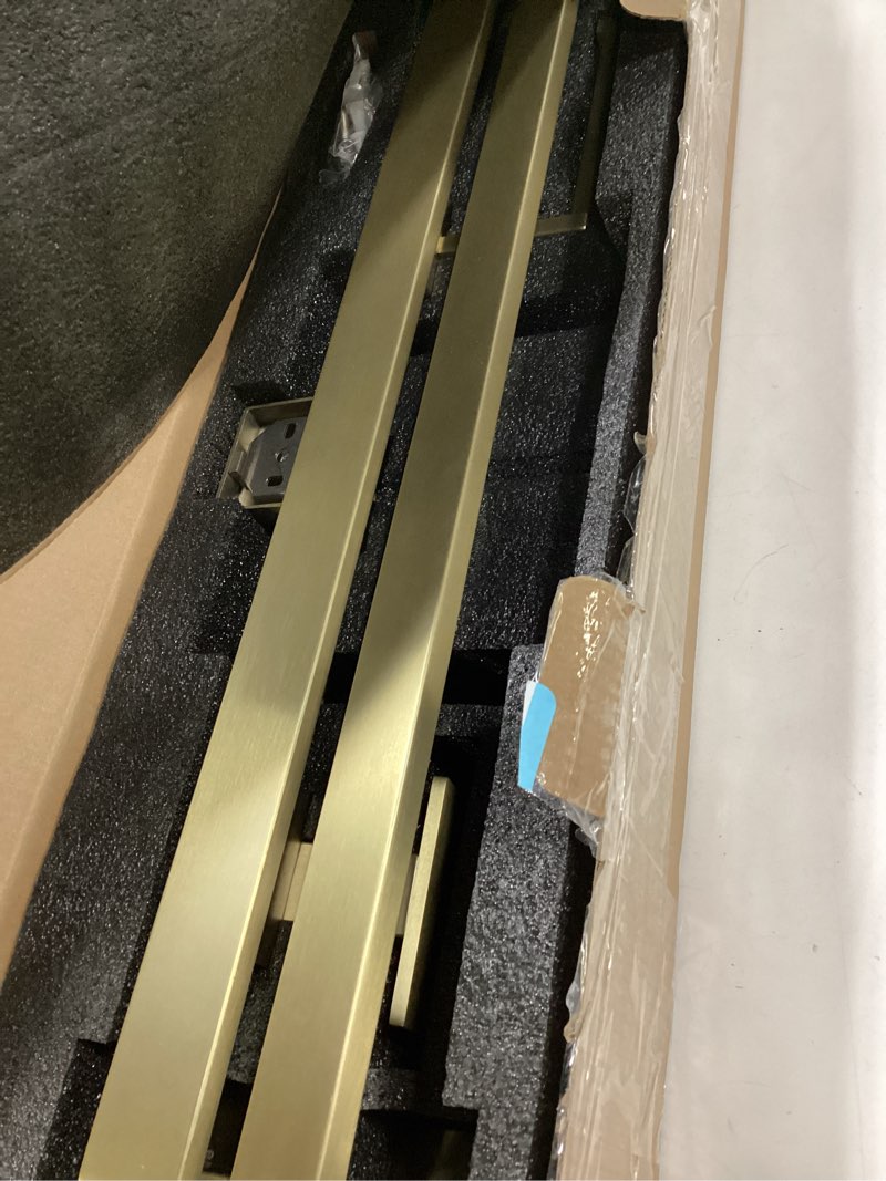 Condition photo showing Good Condition for 5-Piece Bathroom Hardware Set? Brushed Gold Bathroom Accessories 304 Stainless Steel? Including 23.8 inch Bath Towel Bar*2, Double Towel Hook, Toilet Paper Holder, and Towel Ring