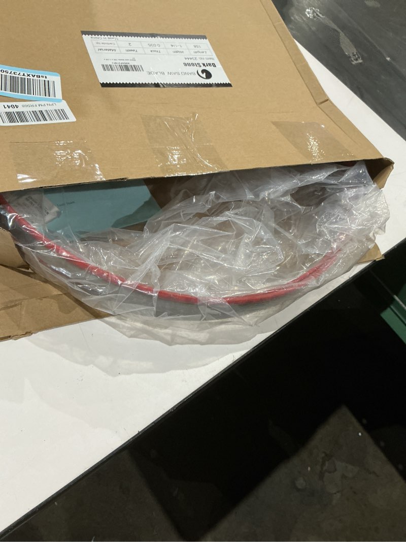 Condition photo showing As Is for dark stone 158" carbide-tipped resaw bandsaw blade, 1-1/4" x 2 tpi — long-life carbide teeth with hook tooth geometry for hardwood resawing, heavy-duty professional use | model ds223444