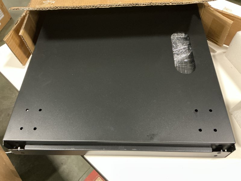 Condition photo showing Good Condition for 10U Open Frame Server Rack, 4 Tier Wall-mountable Network Rack w/Swivel Casters, Two Rack Shelves, Top & Bottom Panels, for Stereo/Computer/Data/IT Equipment, 19.6” L x 18.7” W x 23.4” H 10U Rack w/ 2 shelves