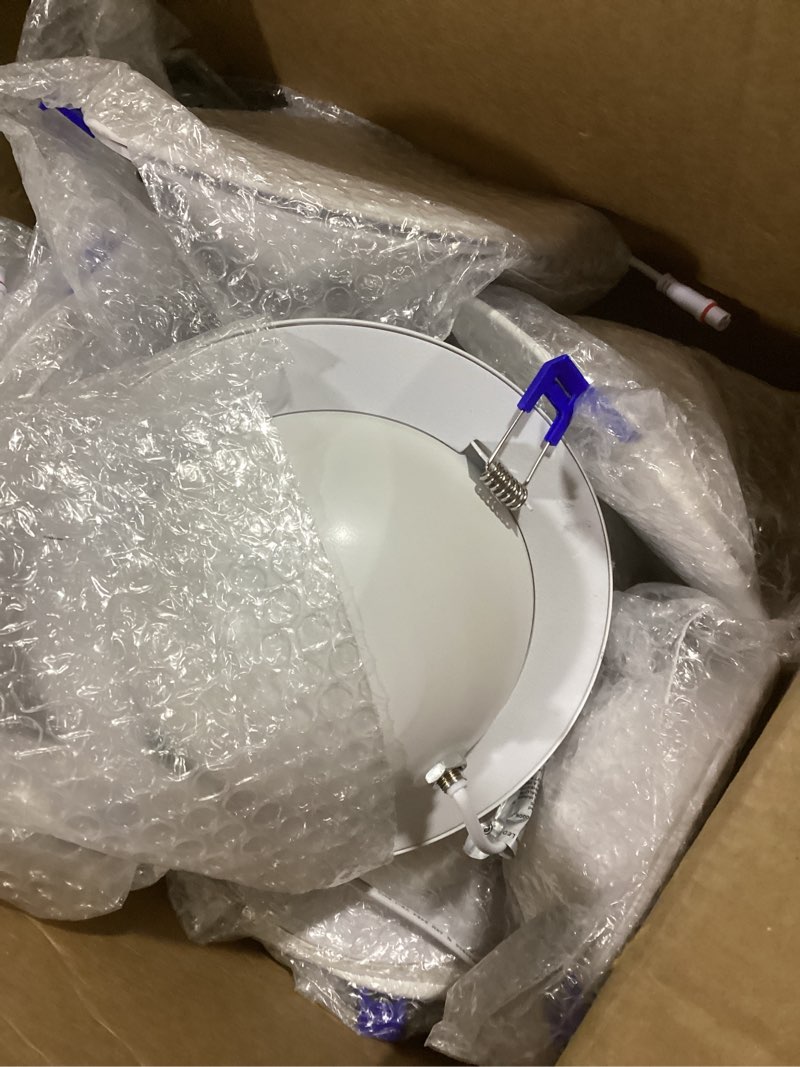Condition photo showing As Is for adetu recessed lighting 6 inch, 360°+90° adjustable directional 6 inch gimbal led recessed light, 2700k-5000k 5cct dimmable retrofit eyeball can recessed lights with jbox, et (white-12 pack) 12 pack white-6 inch