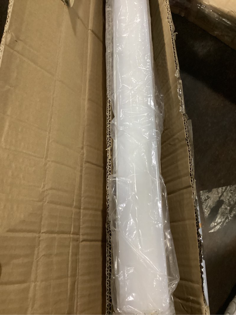 Condition photo showing As Is for lithonia lighting 1 light led strip light, 4 foot led ceiling lighting fixture, 2500 lumens, 4000k, 80cri, 20w, kitchen and garage use (mnsl l46 1ll 120v 40k 80cri m6)