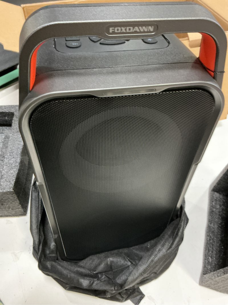 Condition photo showing Good Condition for portable bluetooth speaker: 240w peak powerful loud sound deep bass wireless boombox large subwoofer 15 hours battery life fast charging with led light show for party outdoor camping backyard black