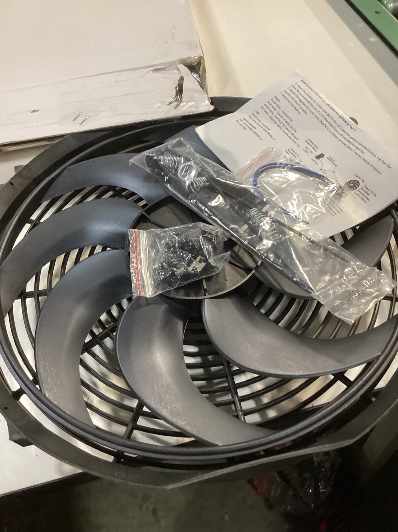 Condition photo showing Good Condition for A-Team Performance Universal 16 in Electric Radiator Fan Assembly Kit - Black 12V 8-Blade Design - 3000 CFM High CFM Cooling Fan - Reversible Push & Pull Heavy-Duty
