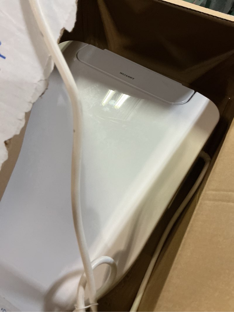 Condition photo showing As Is for Electric Bidet Toilet Seat, Round, Warm Water with Air Dryer, Heated Seat and Slow Close Lid, Front and Rear Wash, LED Nightlight, Wireless Remote, White, 101D