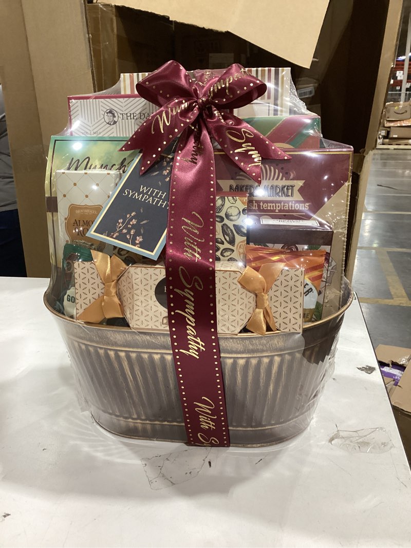 Condition photo showing New/Like New for broadway basketeers sympathy gift baskets – bereavement & condolences care package with gourmet snacks - thoughtful sympathy gifts delivery for loss of loved one, funeral, or kosher shiva
