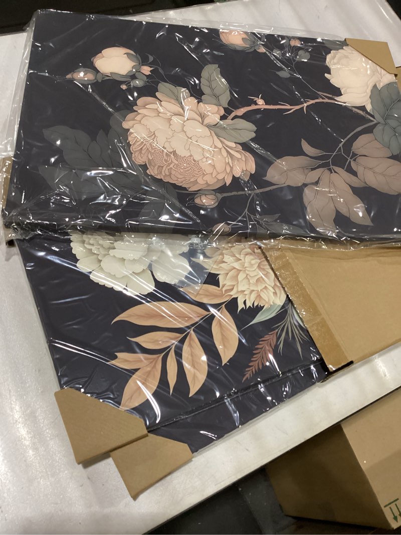 Condition photo showing New/Like New for Vintage Flower Wall Art Dark Floral Canvas Wall Art Botanical Farmhouse Prints Black Flower Pictures Wall Decor Moody Floral Artwork Painting for Living Room Bedroom 16x24x3 Inch Framed 16x24 Inch Wrapped Canvas Vintage Flower Prints Art