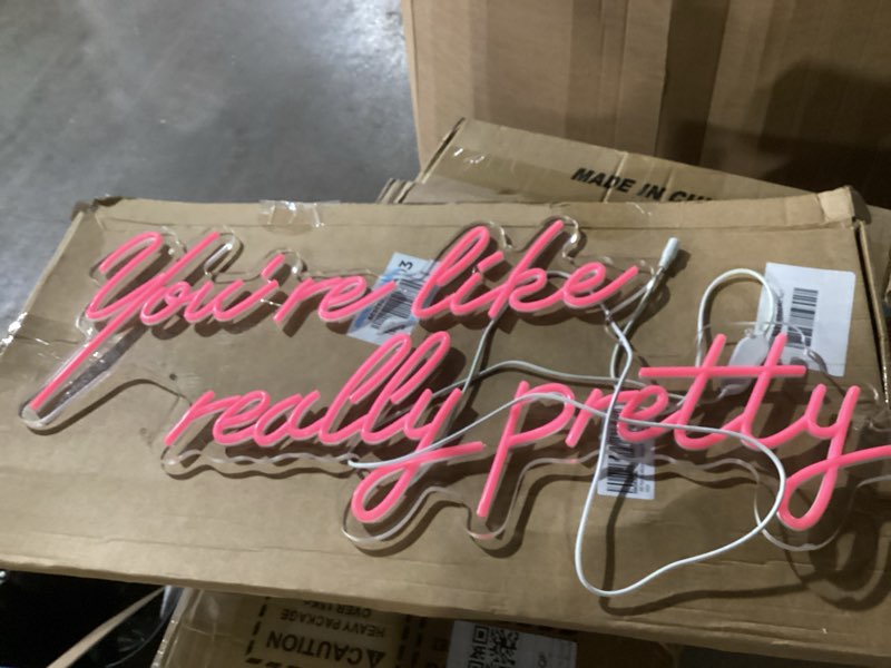 Condition photo showing New/Like New for Large LED Neon Sign for Wall Decor,28 inches You are Like Really Pretty Pink Neon Light Signs for Engagement Party,Wedding, Birthday Party,with Dimmable Switch