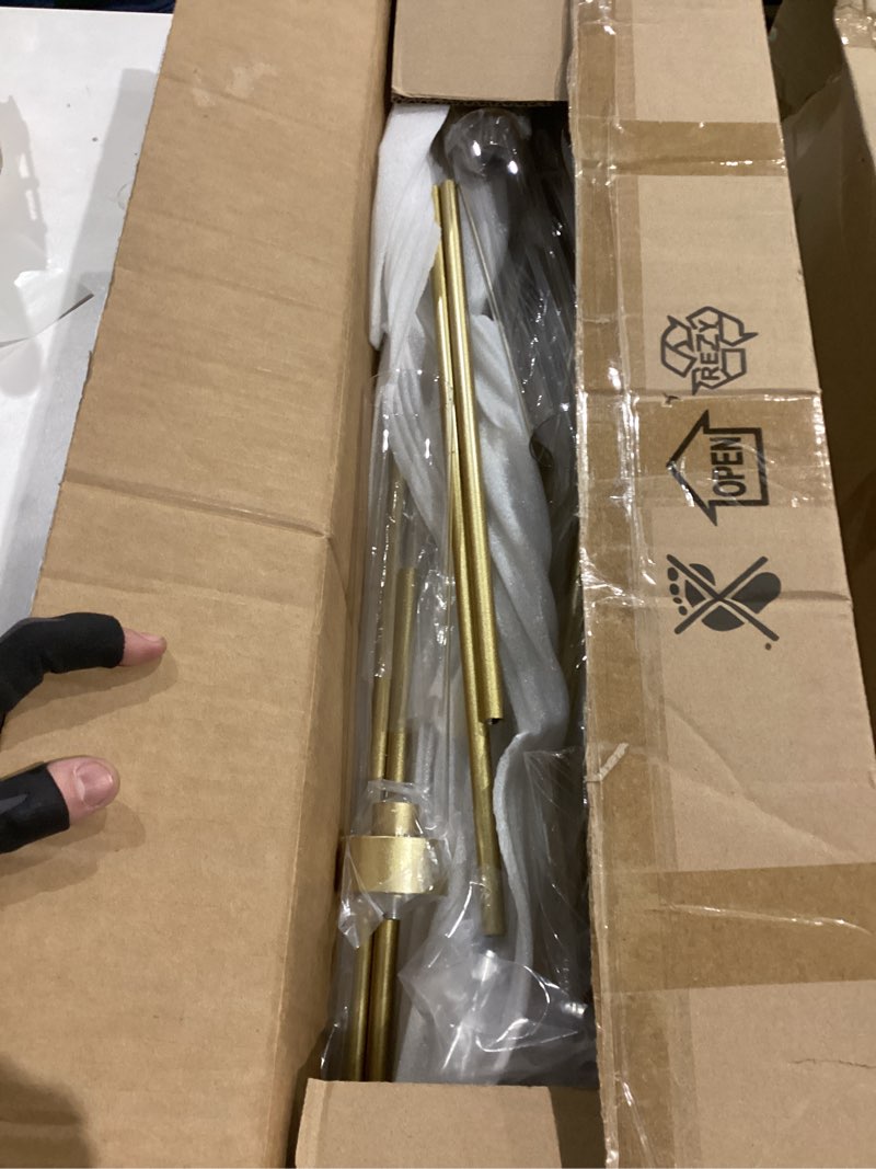 Condition photo showing As Is for 5 Arm Candelabra with Acrylic Lampshade Set of 4 Gold Candelabra for Wedding Table Birthday Party Home Decoration 39.4'' Candle Holder Fit LED Taper Candles Gold 4pcs