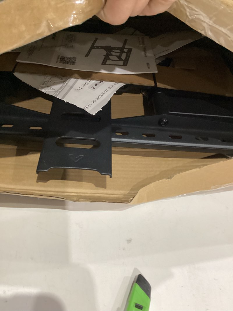 Condition photo showing As Is for montek ultra slim tv wall mount for 43-90 inch tvs | 1.1" thin low profile full motion bracket | dual swivel articulating arms with tilt | max vesa 600x400mm | holds 132lbs | fits 16"/18" studs