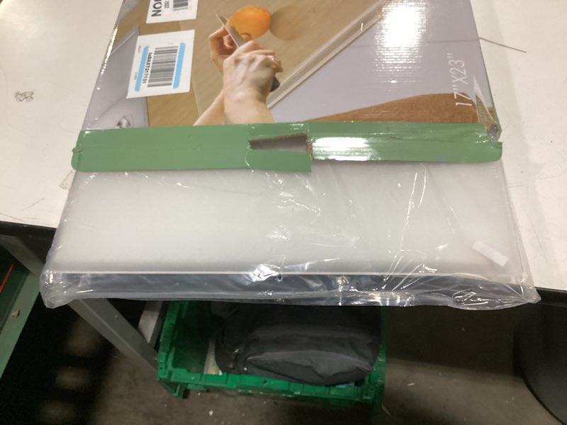 Condition photo showing New/Like New for acrylic cutting board with counter lip,23''x17"large clear cutting board for kitchen countertop,non-slip,60% thicker,perfect for bread,meat,veggies & more,great kitchen essential gadgets & decor clear 23"l x 17"w