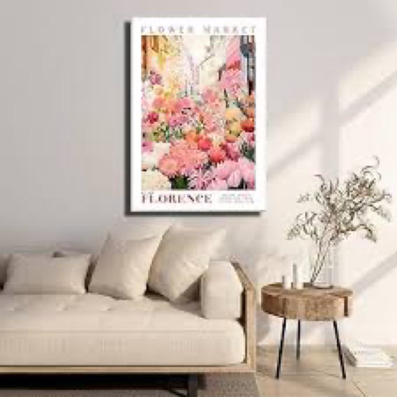 Flower Market Colorful Plants Wall Art Set of 3, Yellow Wildflower Sunflower Canvas Prints Picture, 