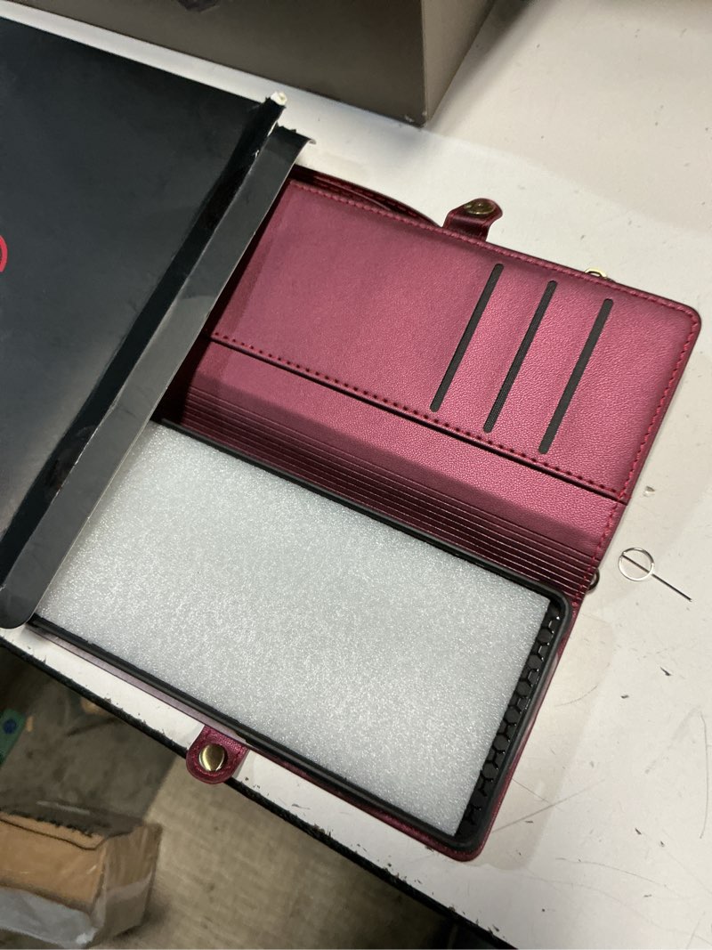 Condition photo showing Good Condition for defencase for samsung galaxy s25 ultra magnetic wallet case compatible with magsafe with rfid blocking zipper & card holder women, pu leather detachable phone case for galaxy s25 ultra 6.9", wine red galaxy s25 ultra (detachable with magsafe)-wine red