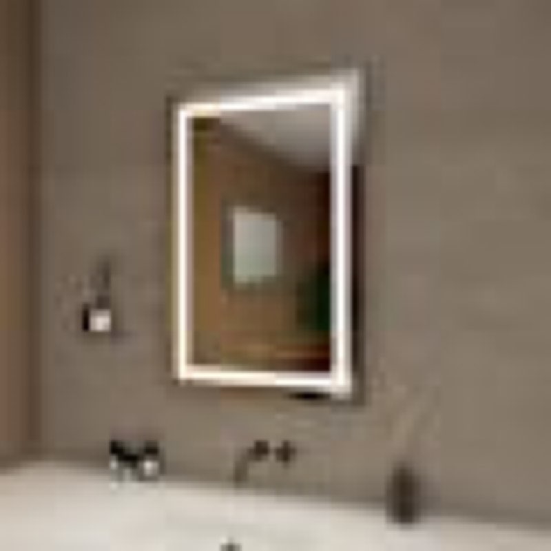 Wyndham Collection Lucia 24"W x 36"H Rectangular Flat Frameless Wall Mounted Bathroom Mirror with LED Lighting