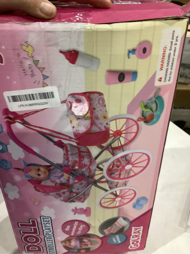Condition photo showing As Is for Golray 12 in Baby Doll Toys Set with Stroller for 3 4 5 6 Year Old Girl - 26pcs Babydoll with Accessories Quilt Pillow/Highchair/2 Clothes, Feeding Nursing Pretend Play Toddler Girl Toy Gift 3-5-7