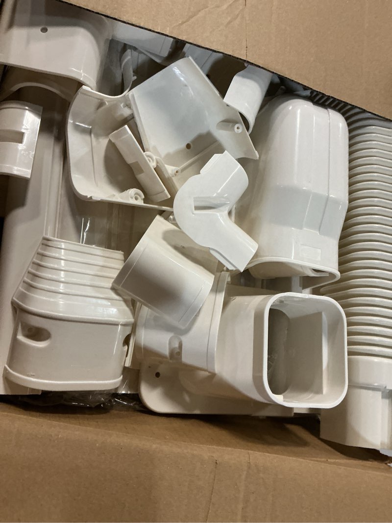 Condition photo showing As Is for mini split line set cover, 3” 13.5 ft decorative pvc line set cover kits for ductless mini air conditioners and heat pumps with flexible duct 3“ w 13.5 ft l
