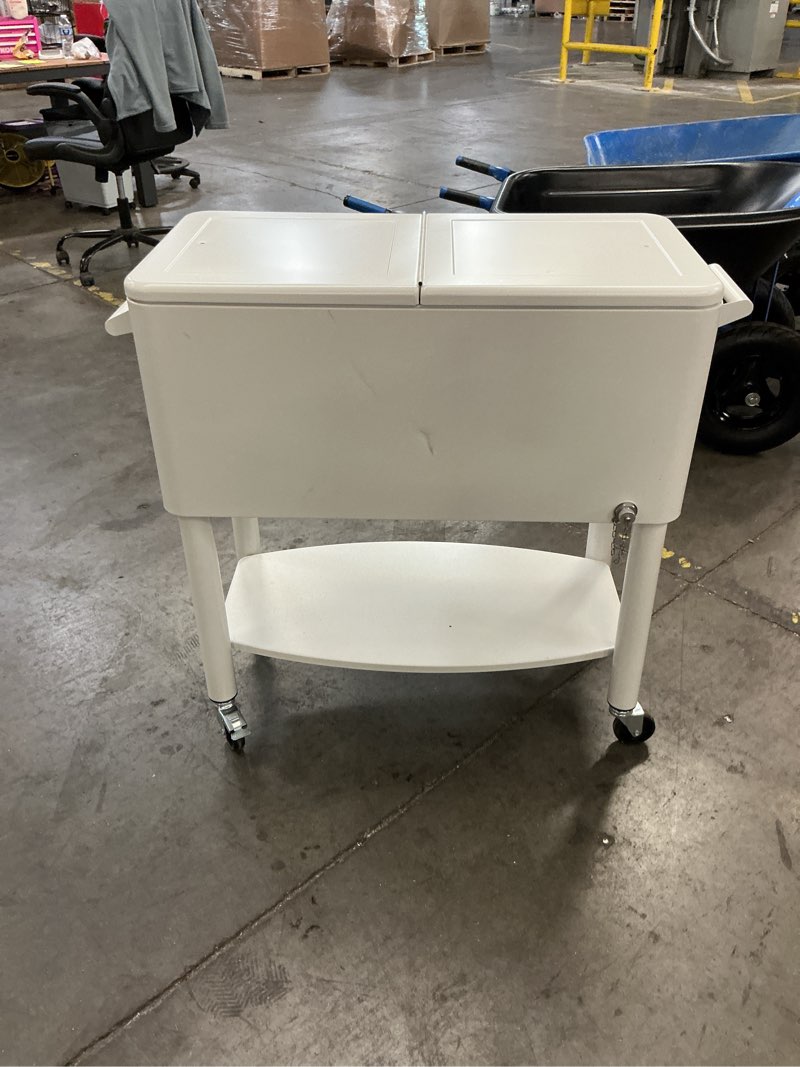 Condition photo showing As Is for permasteel divider cooler 80 quart(s) white insulated beverage cooler
